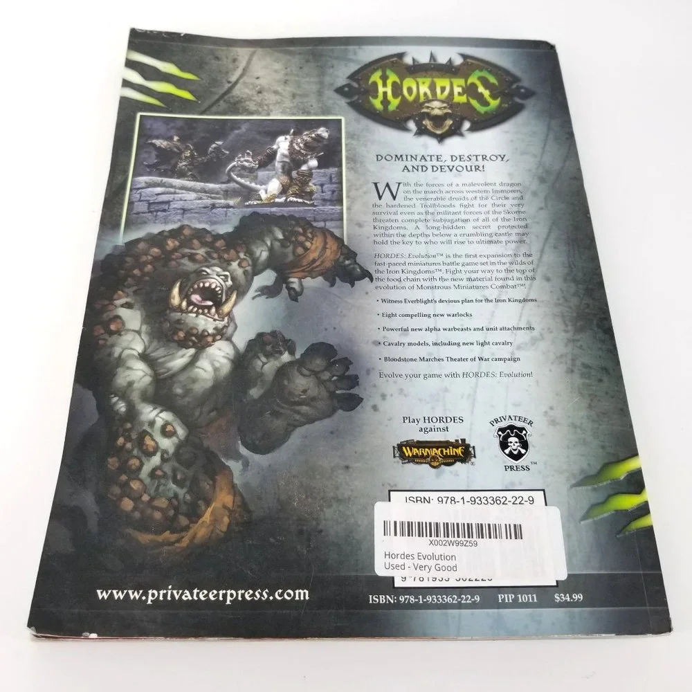 WarMachine Hordes Evolution Monster Miniature Combat Video Game Strategy Guide